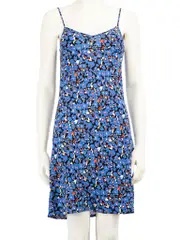 Blue Floral Print Mini Dress