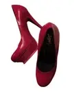 NEW Saint Laurent Vitello Fushia pink Patent Leather Platform Pumps Size 40