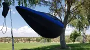 Double wide camping hammock with 360 zippered bug net-2024 WIDE version -black