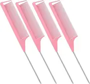 Rat Tail Comb Hair Comb for Men Parting Comb Hair Combs Teasing Comb Styling Comb Hair Comb Men Hair Combs for Women Comb With Metal Tail Rat Tail Comb for Women Hair Pick for Curly Hair 4PCS