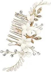 HAPINARY Elegant Bride Hair Side Comb with Flower Accents Wedding Hair Accessory for Women Secure Distinctive Design for Special Occasions for Brides and Celebrations