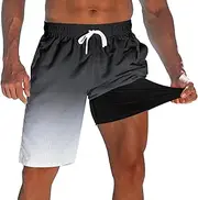[westwolf] Men's Swim Trunks with Compression Liner 9" Quick Dry Board Shorts