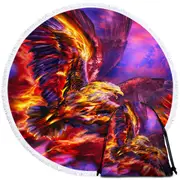 Cool Mythology Bird Phoenix Rising Round Beach Towel