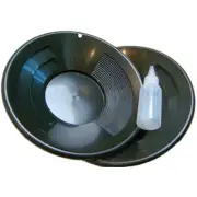 Lot of 2 10" Black Gold Pans w/ Gold Snuffer Bottle Panning Kit Mining Backpack