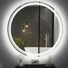 Large Round LED Bathroom Mirror Wall Mounted Backlit Anti-Fog Makeup Mirror IP44