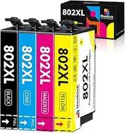 4-Pack 802 XL Ink Cartridges Compatible Epson 802XL Ink Cartridges to use with Epson Workforce Pro WF-4740 WF-4734 WF-4730 WF-4720 EC-4040 EC-4030 EC-4020 (1B 1C 1M 1Y)