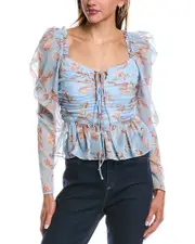 REVERIEE Pleated Chiffon Top