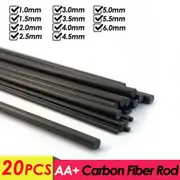 20PCS Carbon Fiber Round Rod Dia 1MM 2MM 3MM 4MM 5MM 6MM 0.5M High Strength Light Weight DIY Composite Accessory for RC Airplane 20Pcs 2.5x500mm