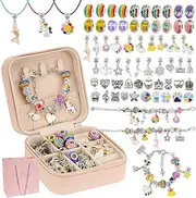 KaeKid Charm Bracelet Making Kit, 68PCS DIY Beaded Jewelry Making Kit (Color)