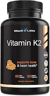 High Strength Vitamin K2-600 mcg - Full Spectrum Vitamin K2 MK4 MK7, Vitamin K MK7 Natto & MK4 & Calcium 100 mg, K2 Vitamin Supplement, Complex K2-7 M7-90, Works w/Vitamin D3 5000 IU, 90 Veggie Caps