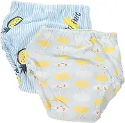 SECFOU Infant Training Pants 2pcs Potty Training Underwear Soft Breathable Reusable Diapers for Boys Girls Learning Pants