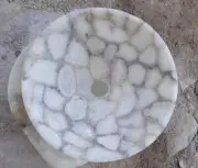 White Agate Geode Round Sink, Agate Wash Basin Kitchen & Bathroom Sink Decor