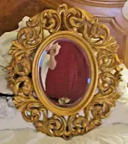 NEW Ornate Baroque Carved Style Gold Framed Oval Bevelled Mirror 29.5" Tall