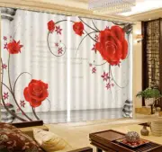 Red Delicate Roses 3D Curtain Blockout Photo Print Curtains Drape Fabric Window