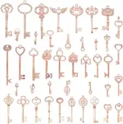 Skeleton Key Pendants Rose Gold Big Keys Large Wedding Favors Steampunk 42p