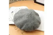 Grey Unisex Beanie Lady Wool French Beret Hat Cap Winter Warm Iron Ring Design Rock