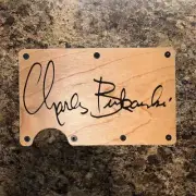 Wood Wallet Minimalist Laser Engraved with Charles Bukowski