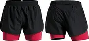 [VhoMes] Men's Running 2 in 1 Workout Shorts, Quick Dry Gym Training Athletic Jogger with Phone Pockets