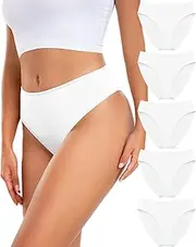 [RHYFF] Womens Underwear Cotton High Cut Panties Comfort Bikini Panty Stretch Hipster Underpants Breathable Ladies Briefs S-XXL