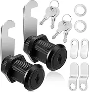 2 Pack 1-1/2 Inch Cam Locks with Keys Black File Cabinet Locks Replacement for Drawers File Cabinet Mailbox RV Storage
