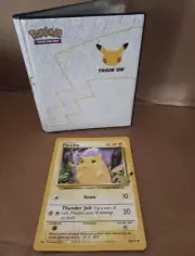 Pokemon Jumbo Pikachu Promo Oversize Card Binder 25th Train On + card