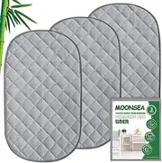 Diaper Changing Pad Liner Non-Slip, Waterproof Terry Mat Changing Pad Cover Liner, Quilted Absorbent Bassinet Liners Washable, 3 Pack 13"x 26" Reusable Portable Changing Table Pad Grey