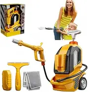 FeBohao Kids Pressure Washer Toy Manual Power Washer Kids Cleaning Set with Scraper Sponge Rag