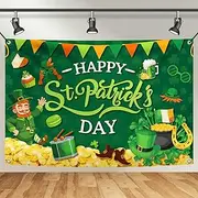 St Patrick's Day Banner Backdrop Decorations Happy St Patricks Day Banner St Patricks Day Backdrop for Photography St Patricks Day Decorations Saint Patricks Day Banner for Shamrock Decorations 5×3FT