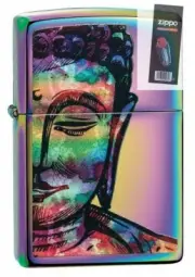 Zippo 49136 Bright Buddha Design Multi Color Lighter + FLINT PACK