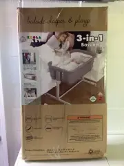 New KOOLA BABY 3 in 1 Baby Bassinet Playpen Bedside Sleeper Gray Easy Fold