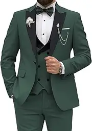 [Wangyue] Men's Tuxedo Suit 3 Piece Slim Fit Suit for Men Tuxedo for Men Wedding Party Dinner Prom