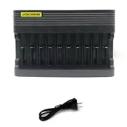 10 Slot Battery Charger With Plug Charging Cable Durable Replacement Parts