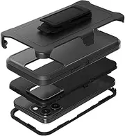 TMIDVFV Compatible with iPhone 15 Pro Max Case, with Belt Clip Holster Heavy Duty Rugged Shockproof Full Body Protection Kickstand Cover for iPhone 15 Pro Max 6.7 inch Phone (Black)