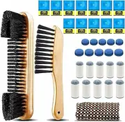 XFVFXZZ 7 Set Pool Table Brush Set Including 2 Pool Table Brushes and 1 Cue Shaft Cloth 12 Pieces Pool Cue Chalk Cubes 20 Pool Table Accessories
