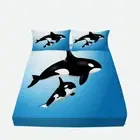 Marine Life Cartoons Bed Decor Fitted Sheet Set Single/Double/Queen/King Size