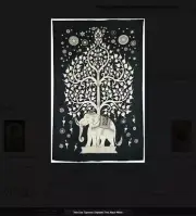 Twin Size Tapestry: Elephant Tree, Black-White