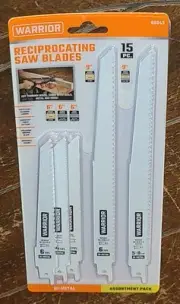Warrior 15pc Assortment Reciprocating Saw Blades: Metal & Wood ~ #68043