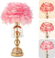 Feather Table Lamps for Living Room, Pink Feather Lamp for Girls Room - Elegant