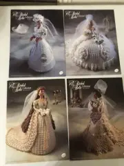 Lot of 4 BRIDAL BELLE COLLECTION Crochet Doll Dress Patterns ORIGINAL by Annie