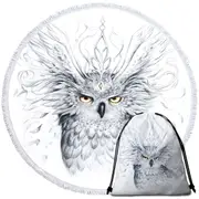 Royal Owl Drawing Round Beach Towel