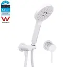 Round Matte White 3 Mode Hand held Shower Head Set Wall Holder Shower Mixer Tap