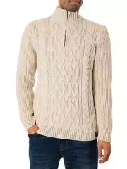 Superdry Men's Jacob Zip Jumper, Beige