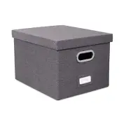 Foldable Fabric Basket Organizer Box Collapsible Storage Bins w/ Lid (Dark Grey)