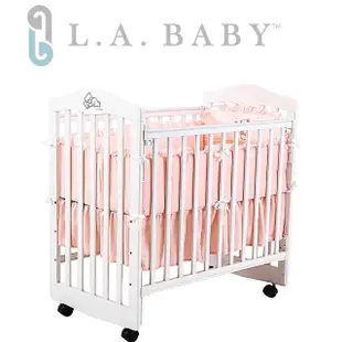 【美國 L.A. Baby】蒙特維爾美夢熊小床嬰兒床/實木/原木床(白色 適用小家庭)