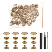 25Set Leather Snap Fasteners Kit 15mm Metal Snaps with 3 Setter Tools Gold