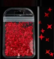 Shiny Star Nail Sequins, Holografic Gliter Nail Art RED