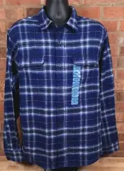 Woolrich Shirt Mens Large Blue Grid Plaid Brawny Flannel Long Sleeve Shacket NWT