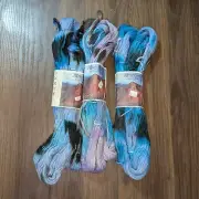 Atacama Yarn Hand Dyed 3 Hanks Color 512 Blue Purple Black Alpaca 50g 110yds