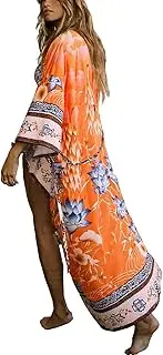 [YouKD] Women's Kanftan Bohemian Long Kimono Beach Swimsuit Cover Up Dress Plus Size Robe