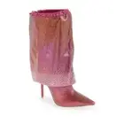 Azalea Wang Wishful Pink Crystal Embellished Pointed Toe Boots Size 8